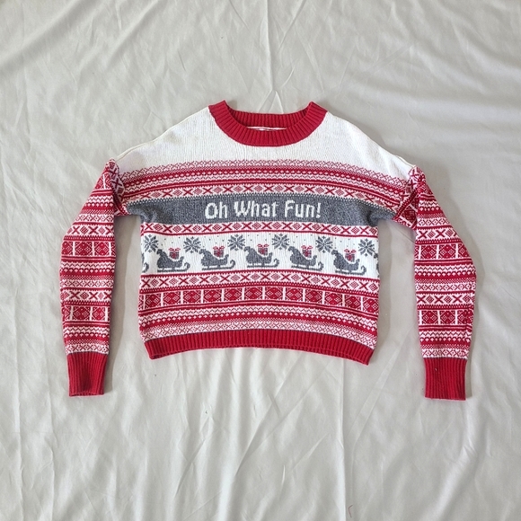 Womans Christmas Sweater "Oh What Fun" Sleigh Designs Size S - Picture 2 of 5